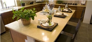 Beige Colour Quartz Kitchen Countertop