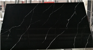 Big Pattern Black Calacatta Quartz Slab