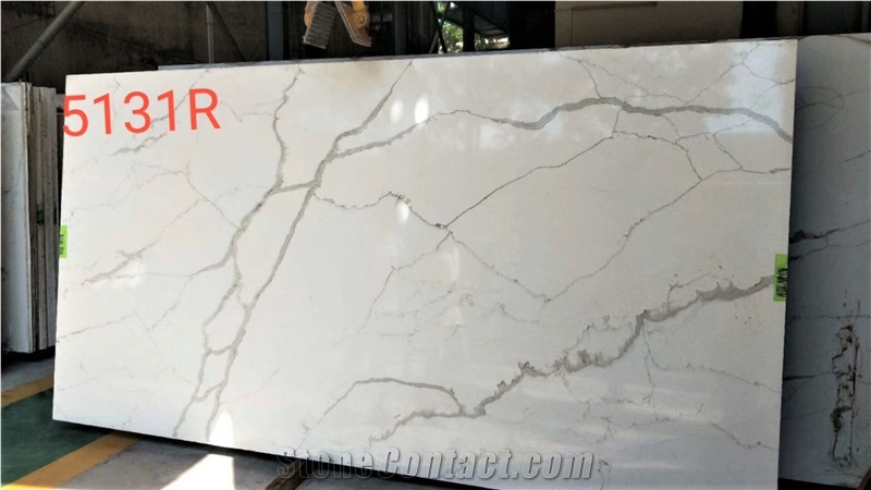 New Ice Crack Laza Calacatta Quartz Stone Slab