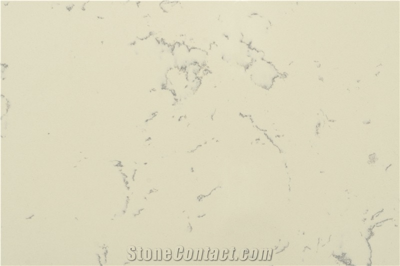 New Ivory White Pattern Quartz Stone Slab