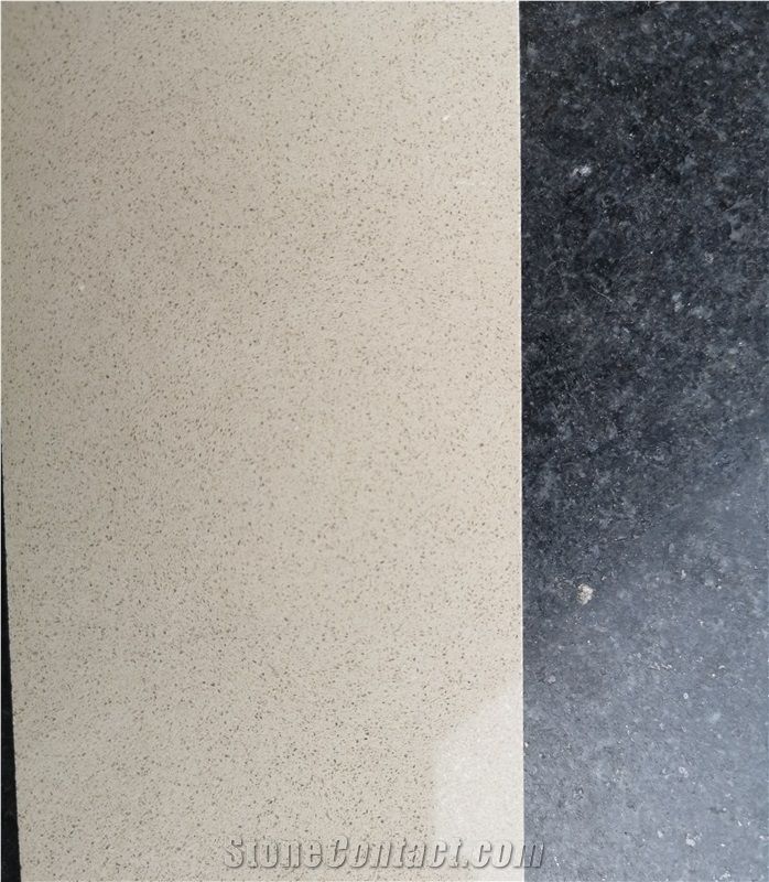 Pure Beige Color Quartz Stone Slab