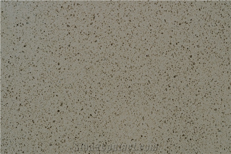 Pure Beige Color Quartz Stone Slab
