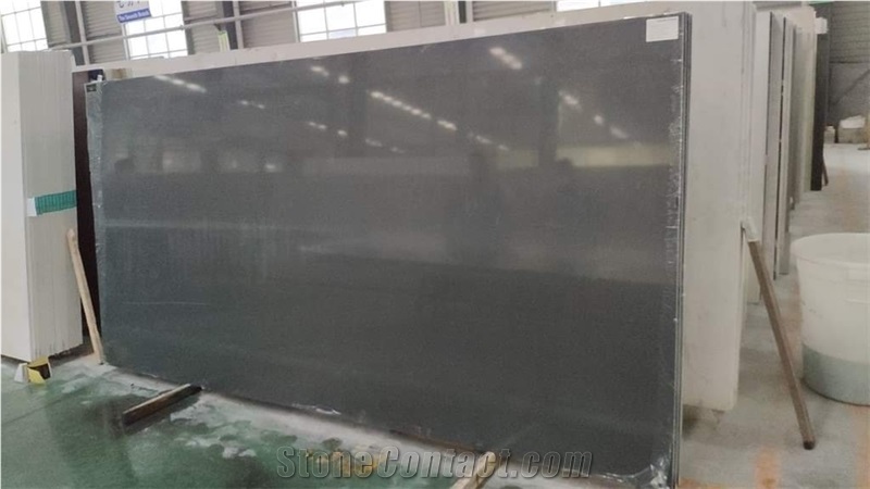 Pure Silver Color Quartz Stone Slab