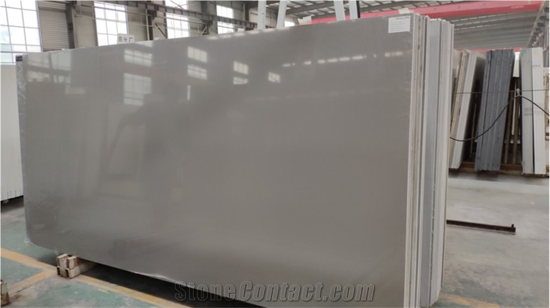 Pure Silver Color Quartz Stone Slab