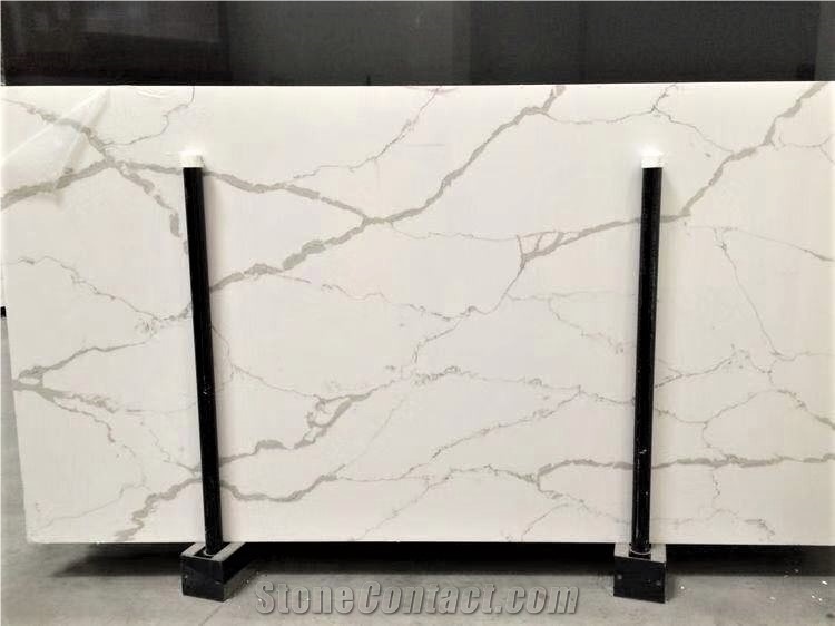 Snow White Laza Calacatta Quartz Stone Slab