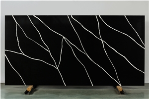 Solid Black Calacatta Quartz Slabs