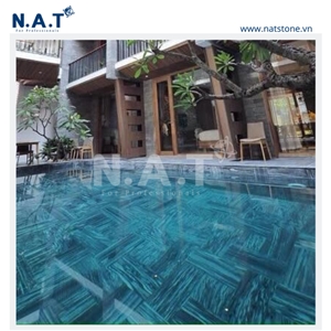 Striped Grey Sanded Pool Pavers- Vietnam Marble