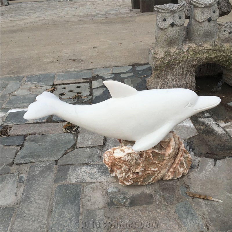 Marble Dolphin Statues Water Fountains