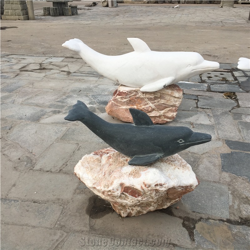 Marble Dolphin Statues Water Fountains