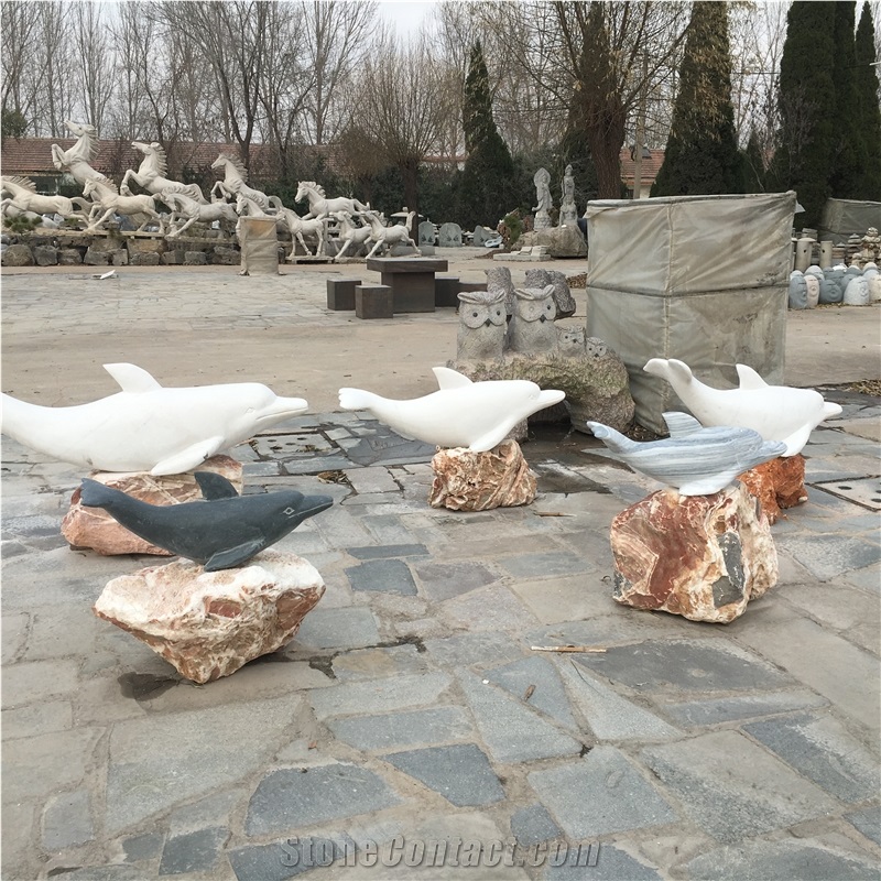 Marble Dolphin Statues Water Fountains