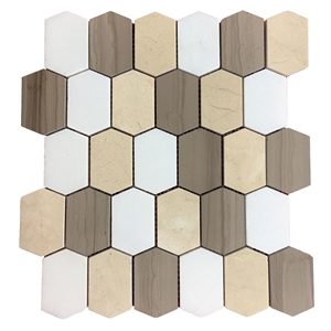 Long Hexagon Mosaic, Marble Mosaic/Tile
