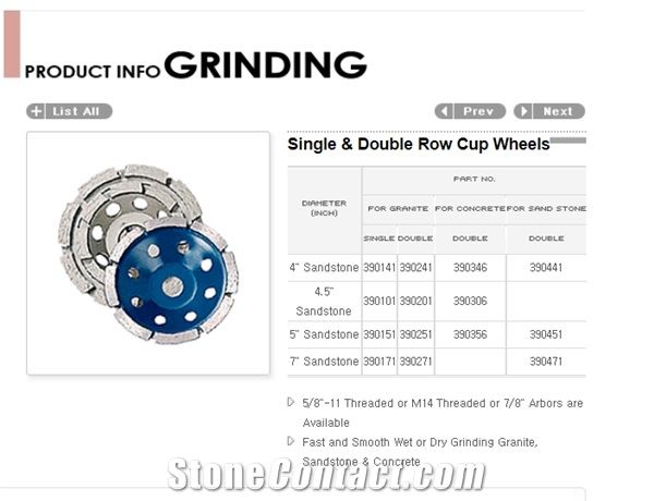 Single-Double Row Cup Grinding Wheels