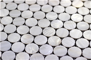 Round Shell Mosaic White Tile Backsplash Price