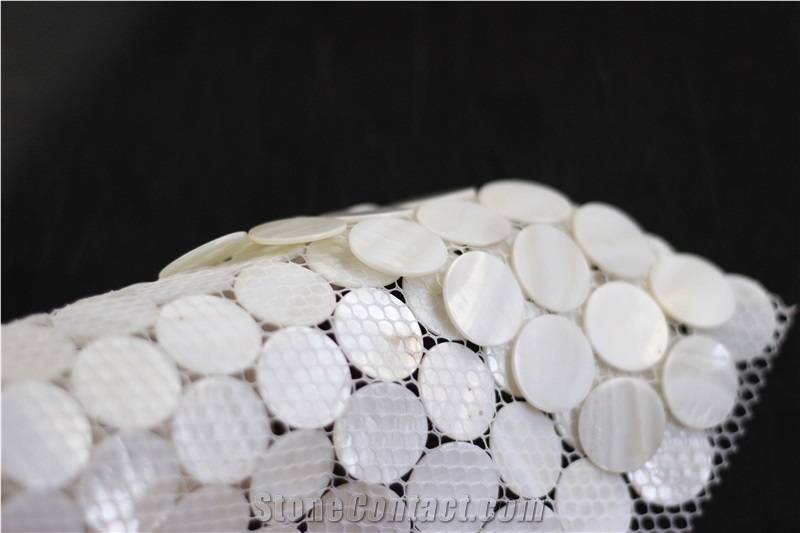 Round Shell Mosaic White Tile Backsplash Price