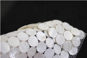 Round Shell Mosaic White Tile Backsplash Price
