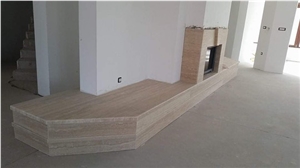 Classic Beige Travertine Fireplace