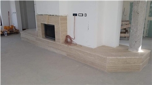 Classic Beige Travertine Fireplace