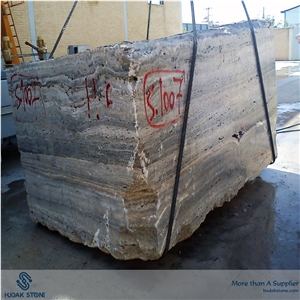 Dark Silver Travertine Block, Iran Silver Travertine