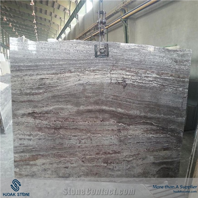 Light Silver Grey Travertine Block, Iran Grey Travertine