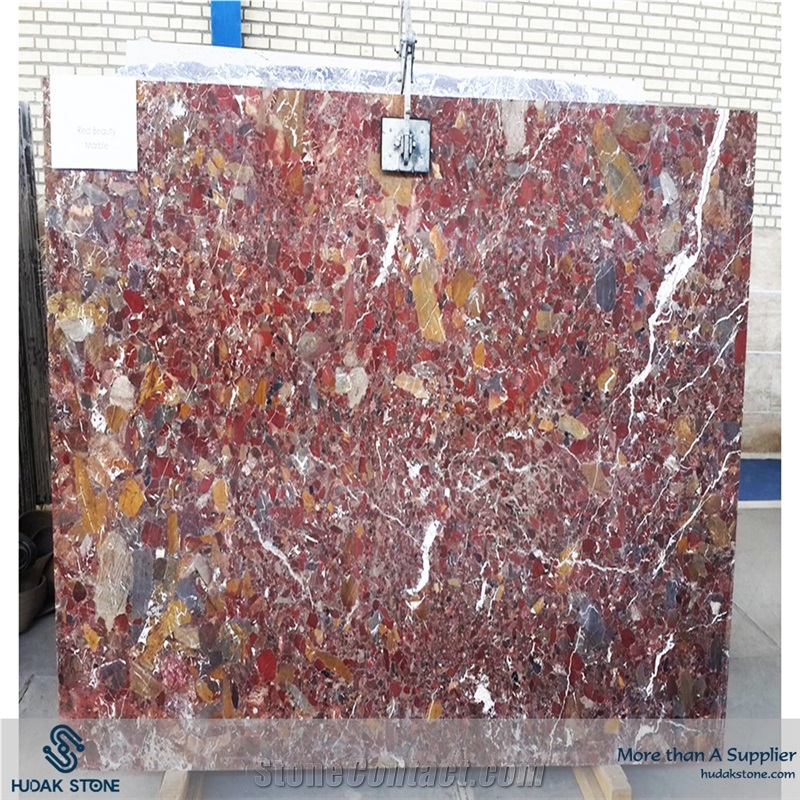 Red Conglomera Marble Slabs