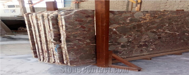 Red Conglomera Marble Slabs