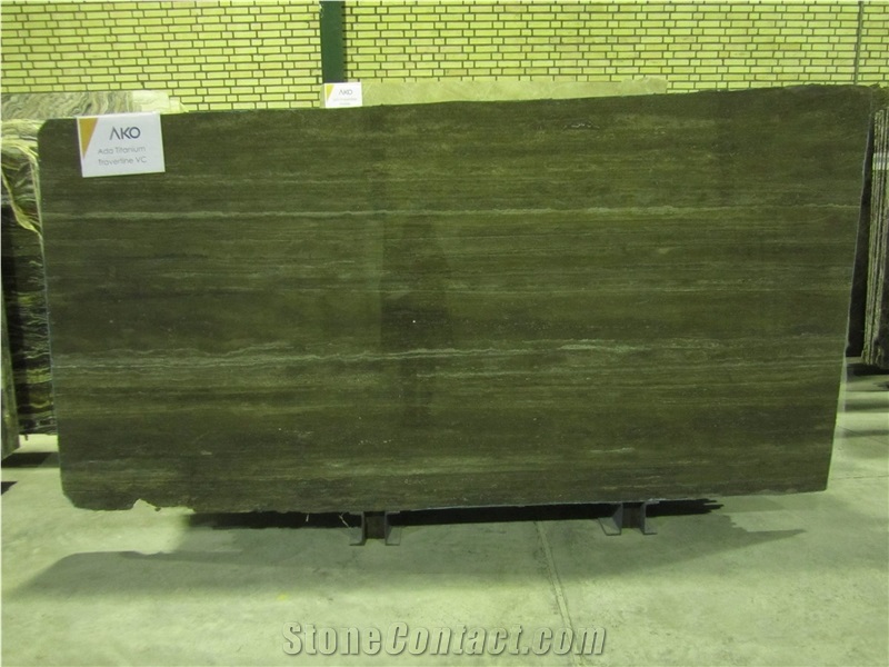 Titanium Travertine Block, Iran Grey Travertine