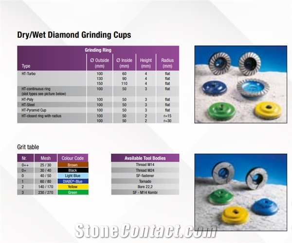 Dry/Wet Diamond Grinding Cups