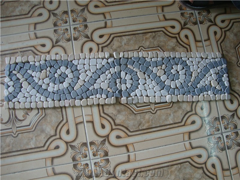 Tumbled Marble Pebbles Mosaic Border