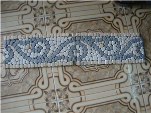 Tumbled Marble Pebbles Mosaic Border Tumbled Marble Pebbles Mosaic Border