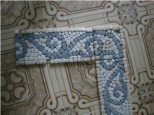 Tumbled Marble Pebbles Mosaic Border