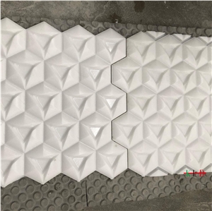 White Marble Cnc Carved 3d Design Sculpture Tiles