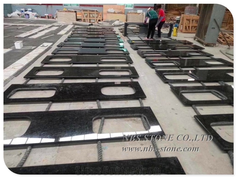 Angola Black Granite Kitchen Top Prefab