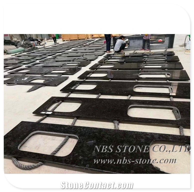 Angola Black Granite Kitchen Top Prefab