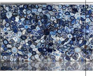 Blue Agate Semiprecious Gemstone Panel Luxury Slab
