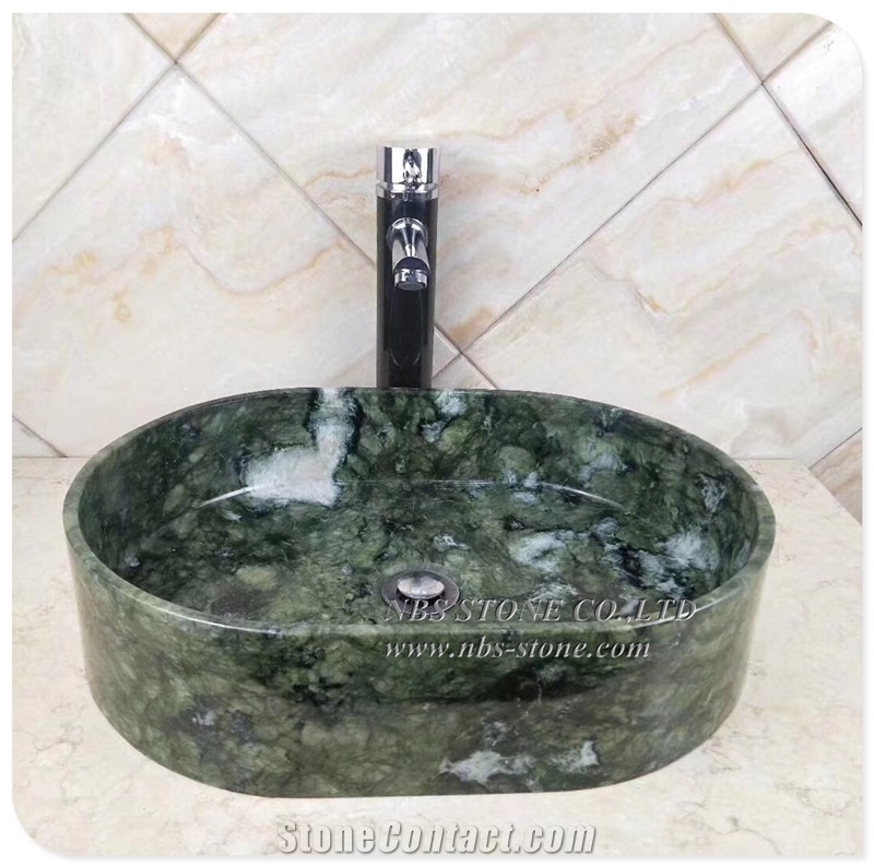 Kitchen Green Marble Sink Wash Basins Square Sink