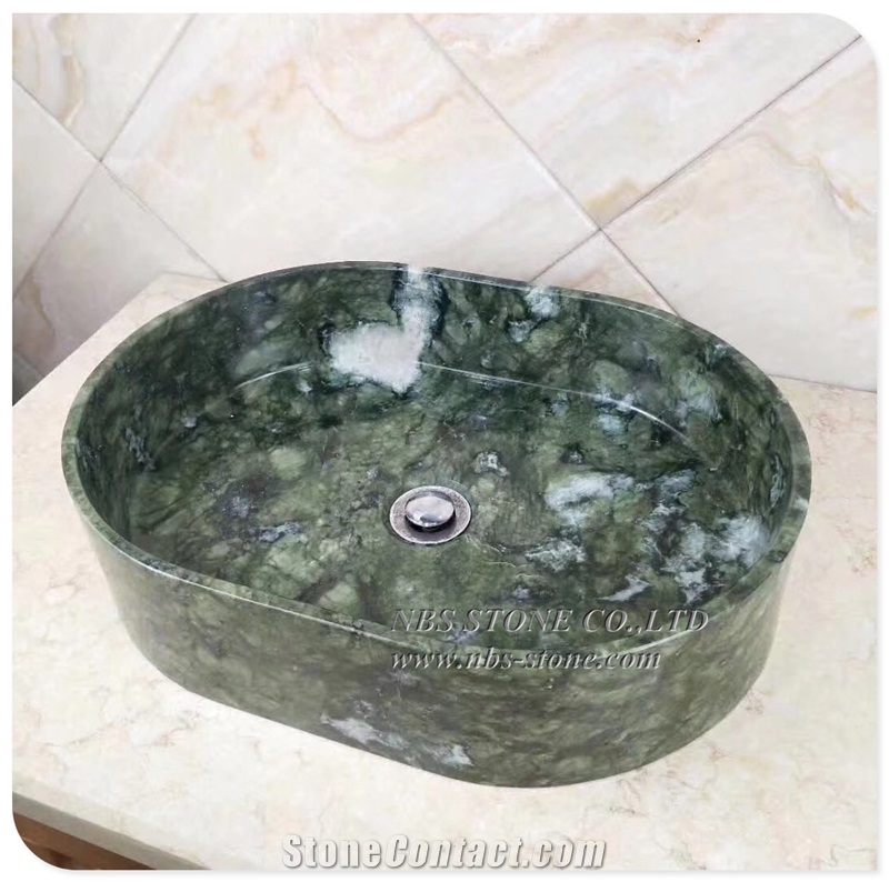Kitchen Green Marble Sink Wash Basins Square Sink