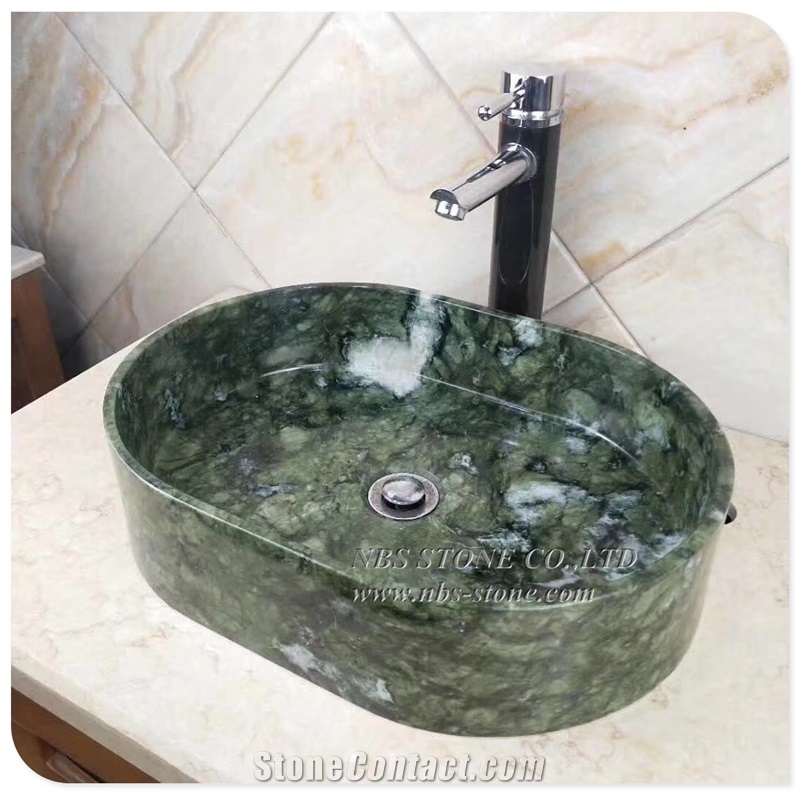 Kitchen Green Marble Sink Wash Basins Square Sink