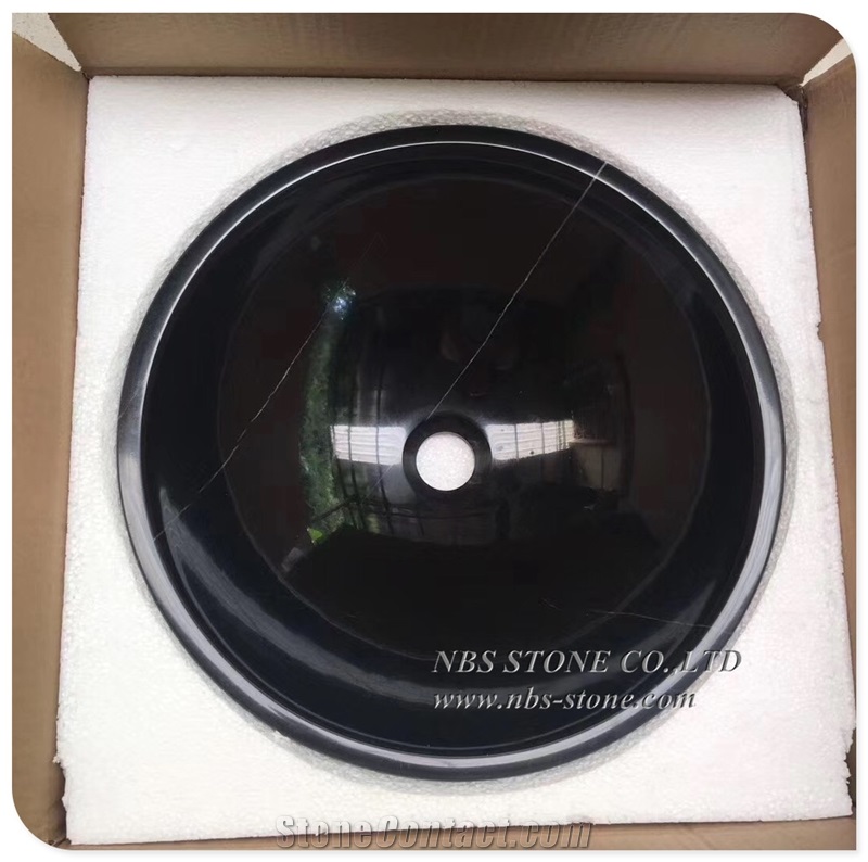 Nero Maquina Black Marble Bathroom Sinks Round