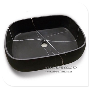 Nero Maquina Black Marble Bathroom Sinks Round