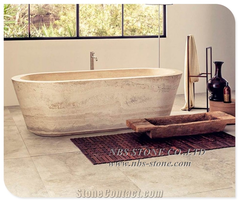 Newly Design But Factory Price Travertine Bath Tub