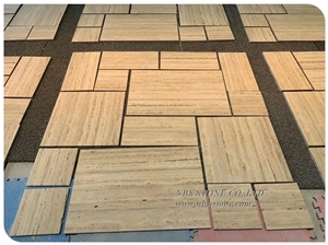 Ocean Blue Silver Travertine French Pattern Tile