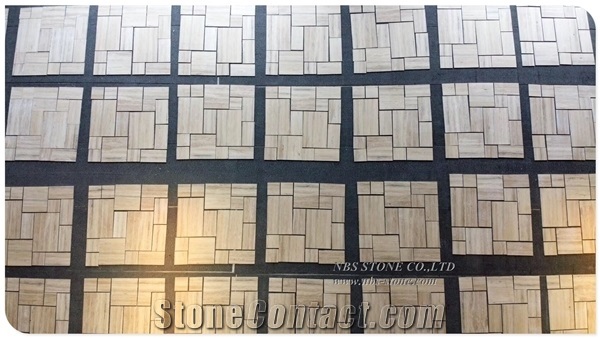 Ocean Blue Silver Travertine French Pattern Tile
