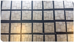 Ocean Blue Silver Travertine French Pattern Tile