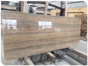 Silver Travertine Slab Ocean Blue Wall Tiles