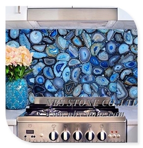 Translucent Blue Agate Backlit Wall Panel Slab
