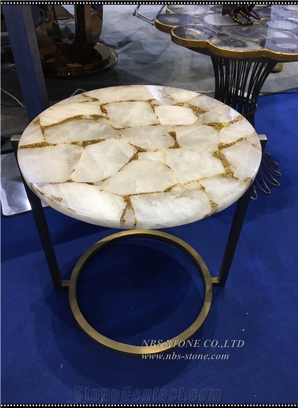 White Semiprecious Stone Slabs Crystal Brazilian for Hotel