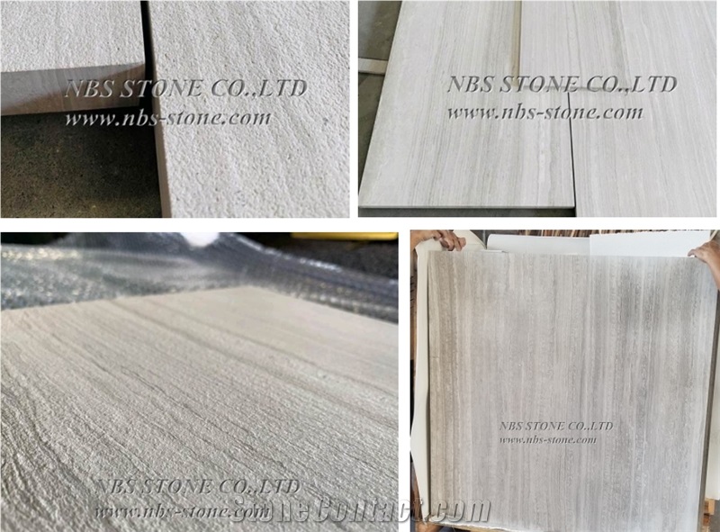 White Wooden Marble Tile Honed Slab Flooring Wall