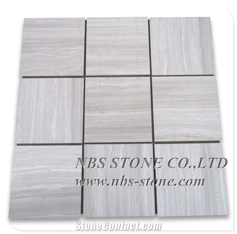 White Wooden Marble Tile Honed Slab Flooring Wall