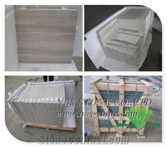 White Wooden Marble Tile Honed Slab Flooring Wall