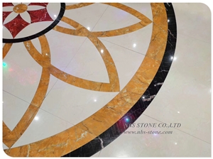 Yellow Siena Water Jet Cut Marble Medallion